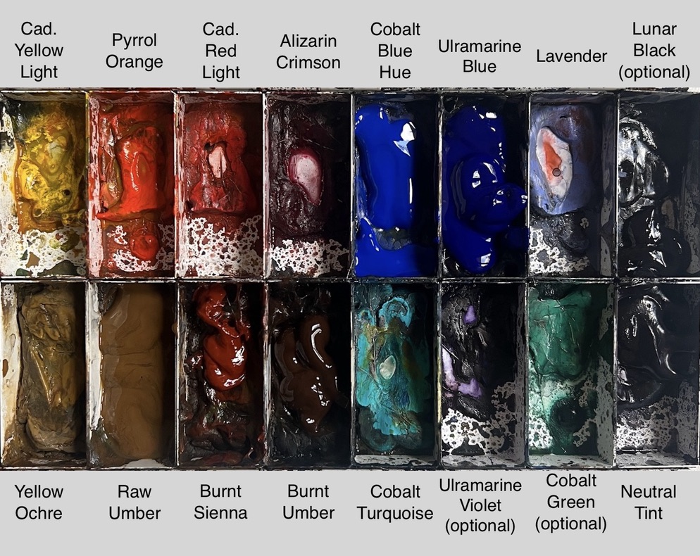 Palette with watercolor paints